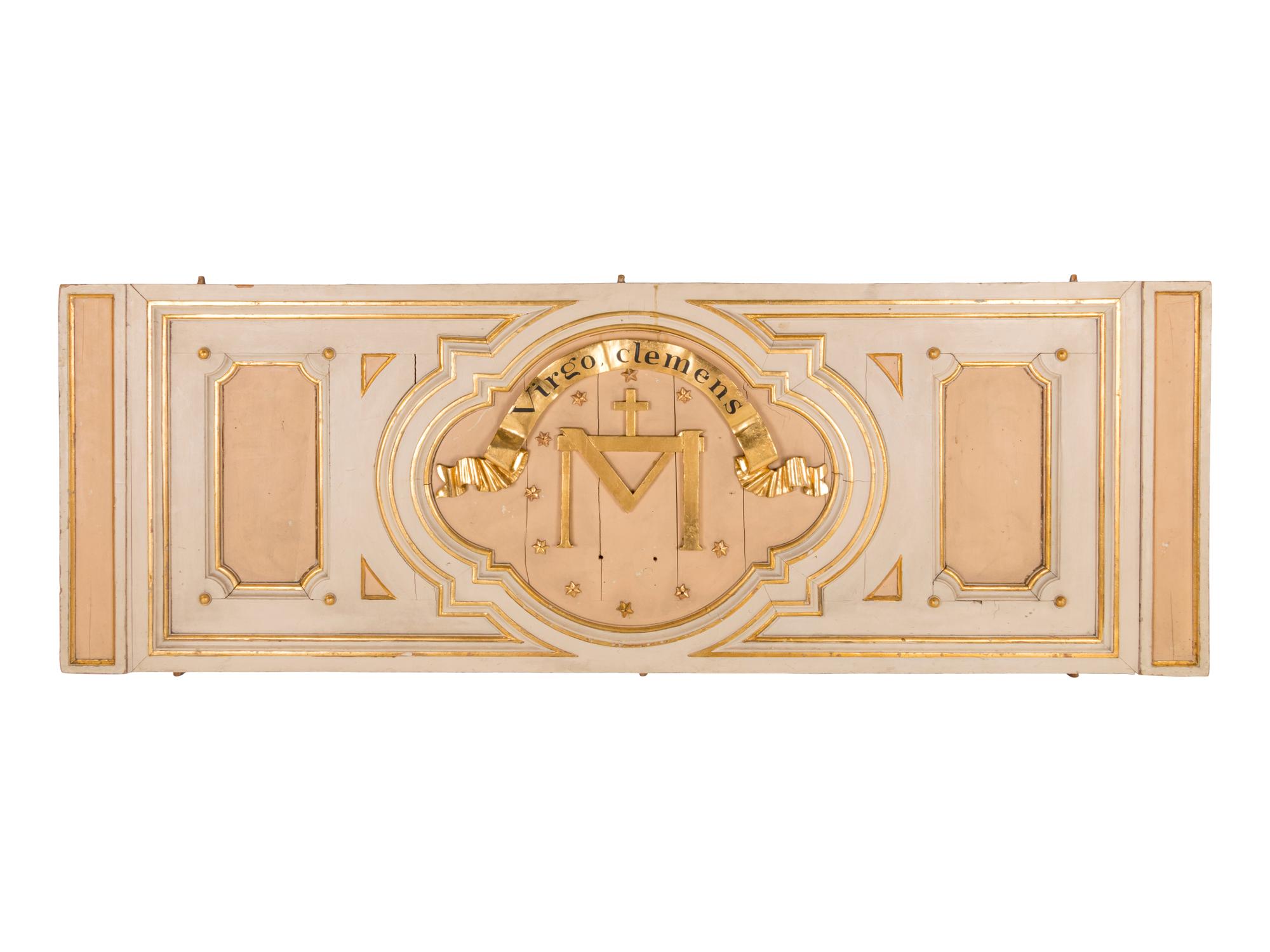 A Continental Painted and Parcel Gilt Altar Panel