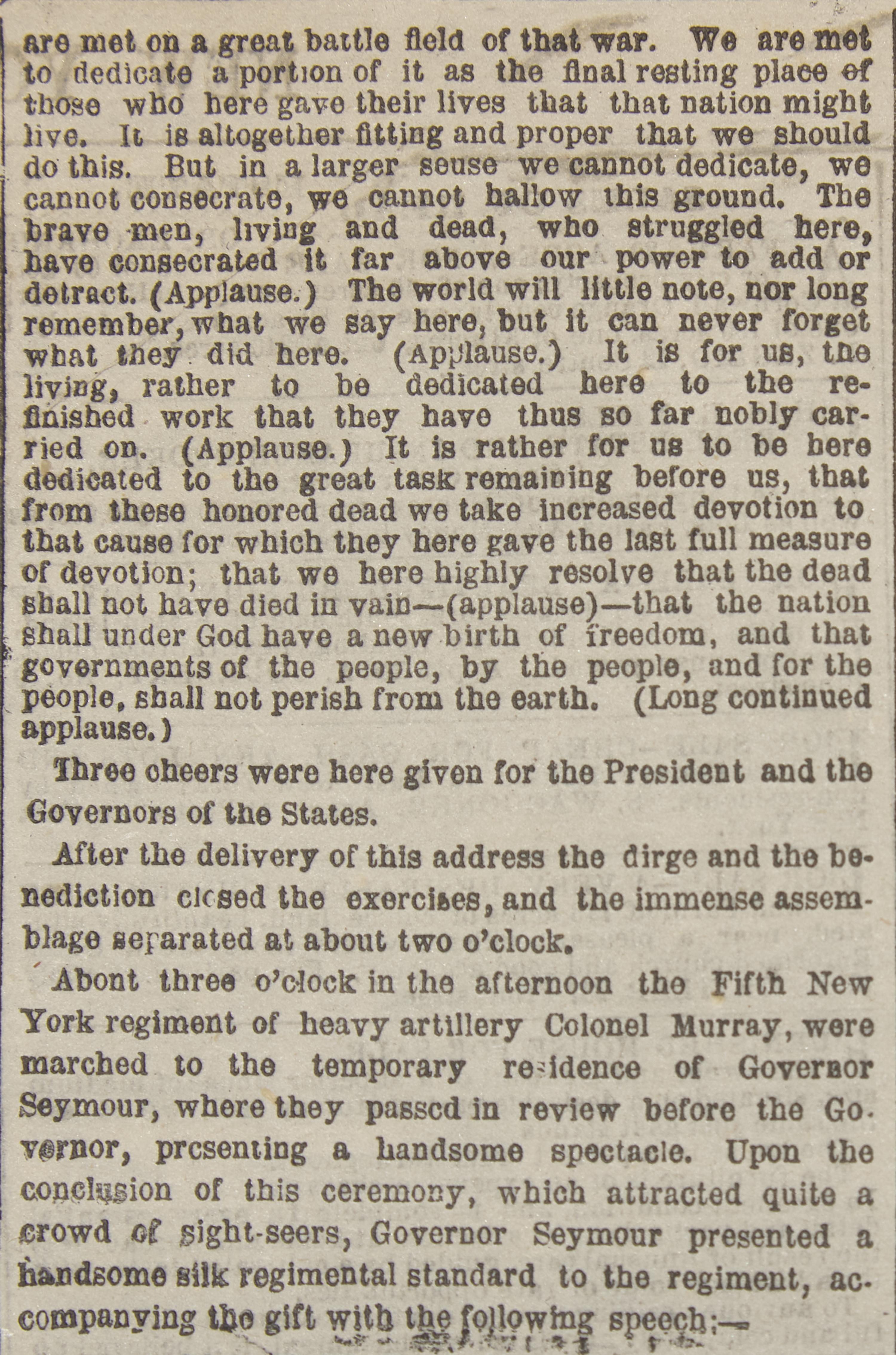 [Gettysburg Address] First Day Printing of the Gettysburg Address in The New York Herald