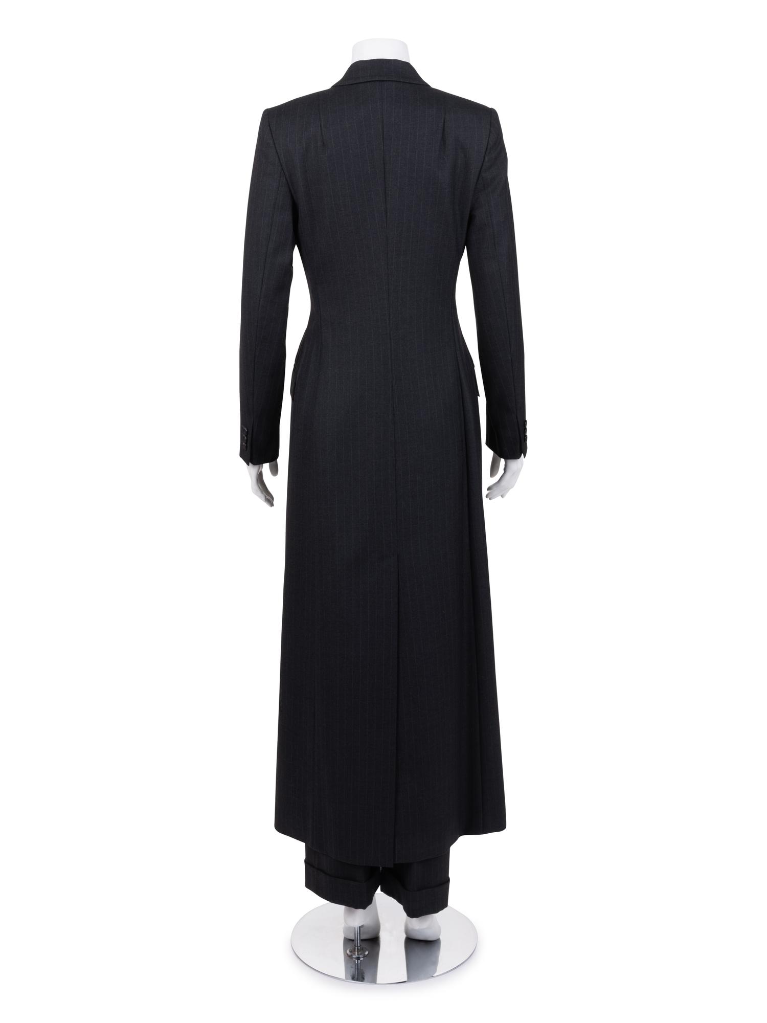 Dolce & Gabbana Pinstripe Long Coat and Pants Ensemble, 1990-2000s