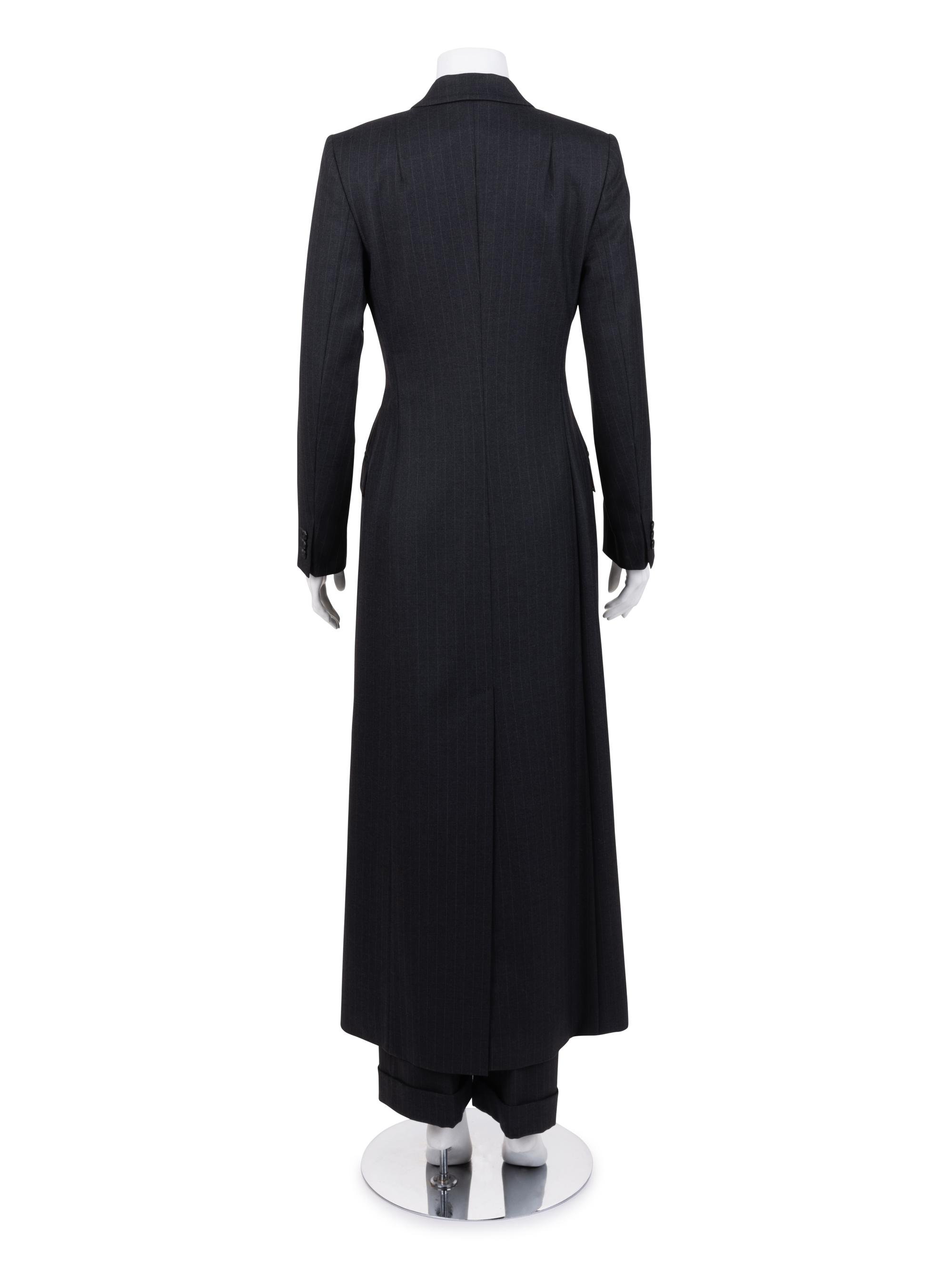 Dolce & Gabbana Pinstripe Long Coat and Pants Ensemble, 1990-2000s