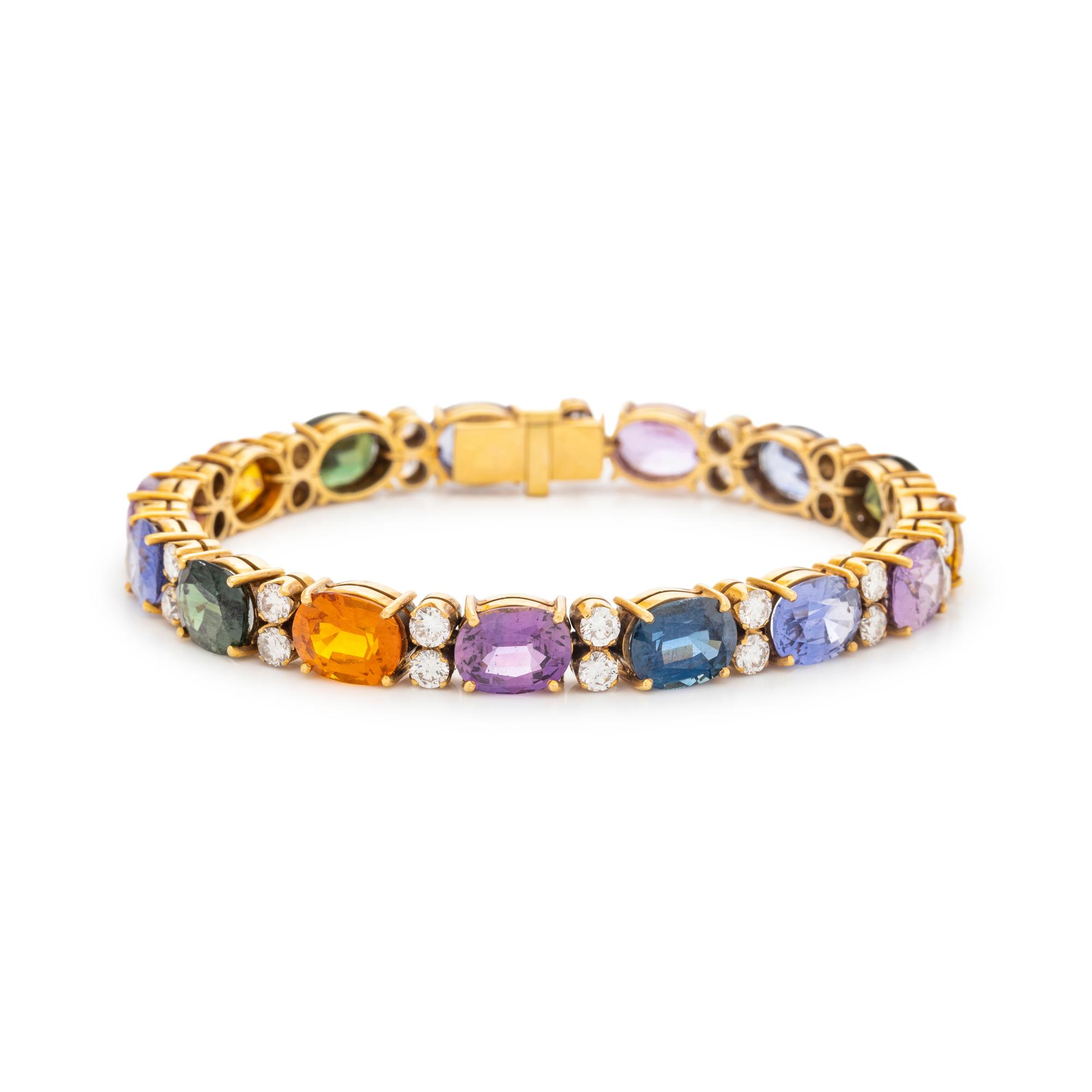 MULTICOLOR SAPPHIRE AND DIAMOND BRACELET