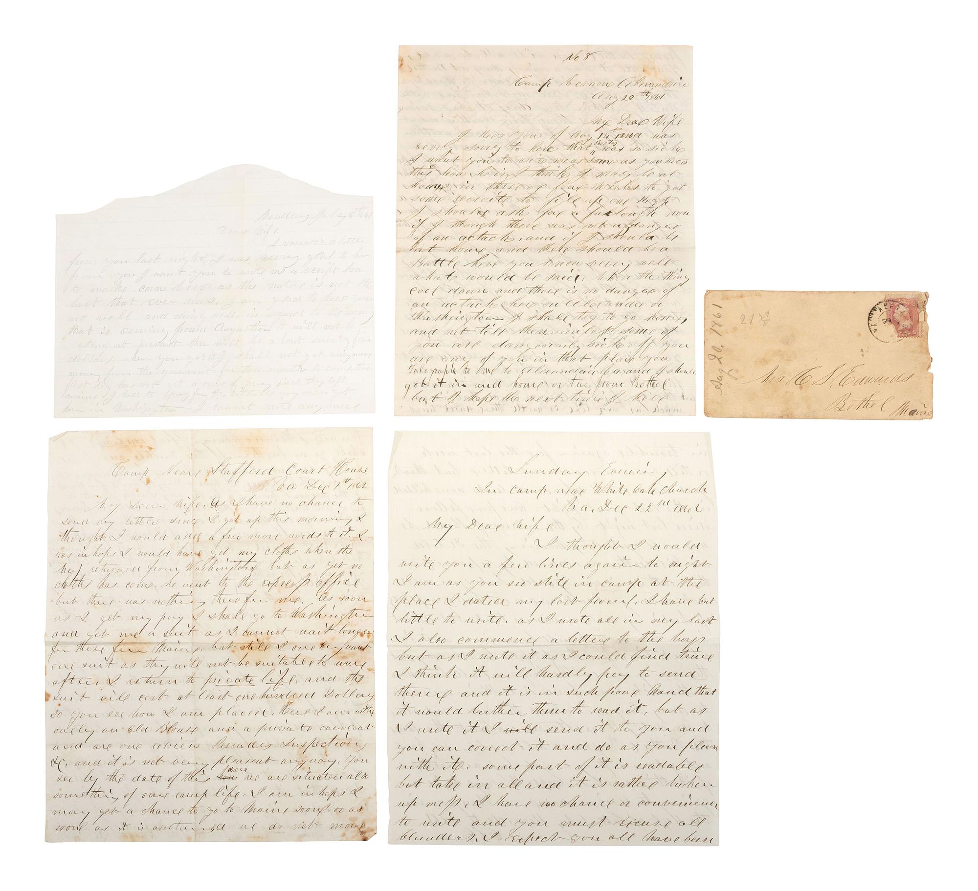 [CIVIL WAR]. A group of letters from Brevet General Clark S. Edwards, 5th Maine Infantry.