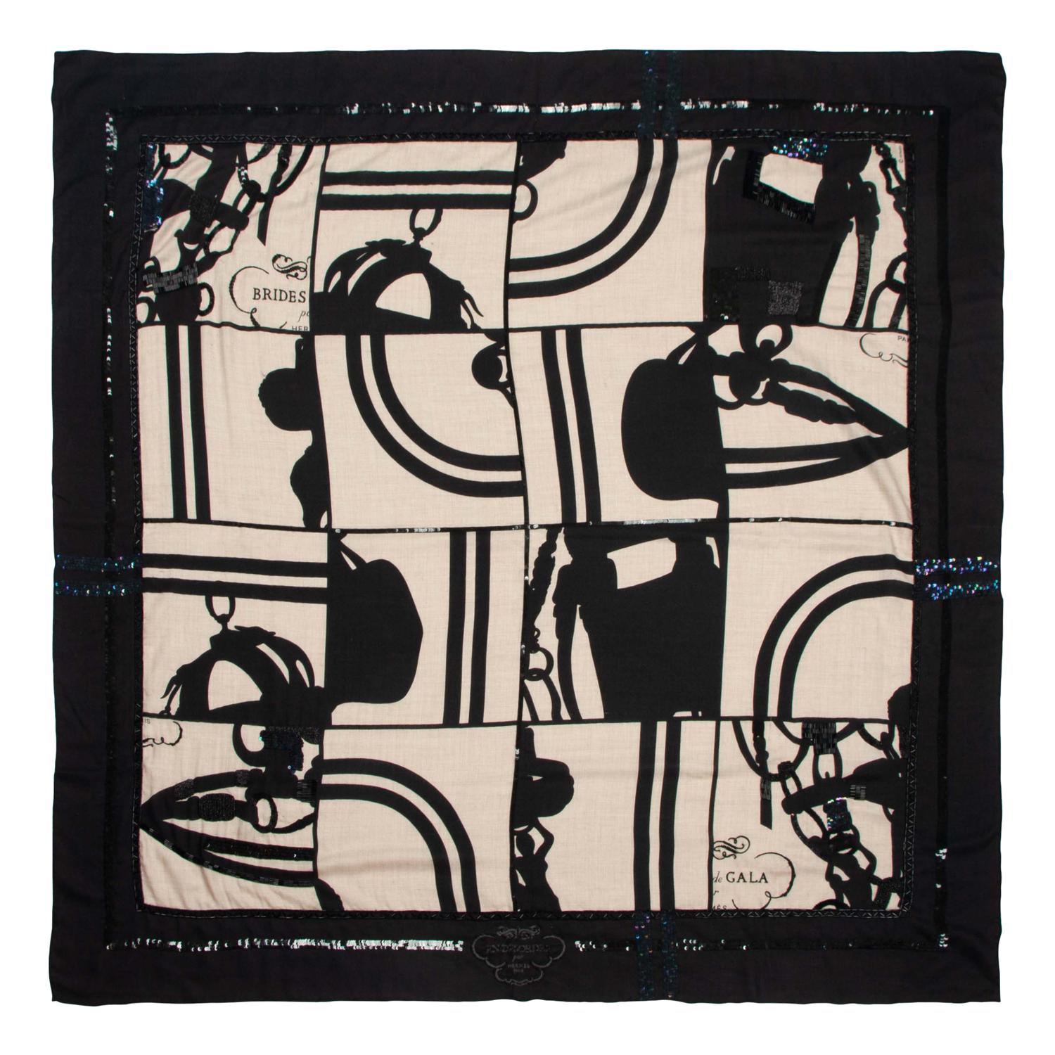 Hermès 140cm Embellished Cashmere Scarf, 2006