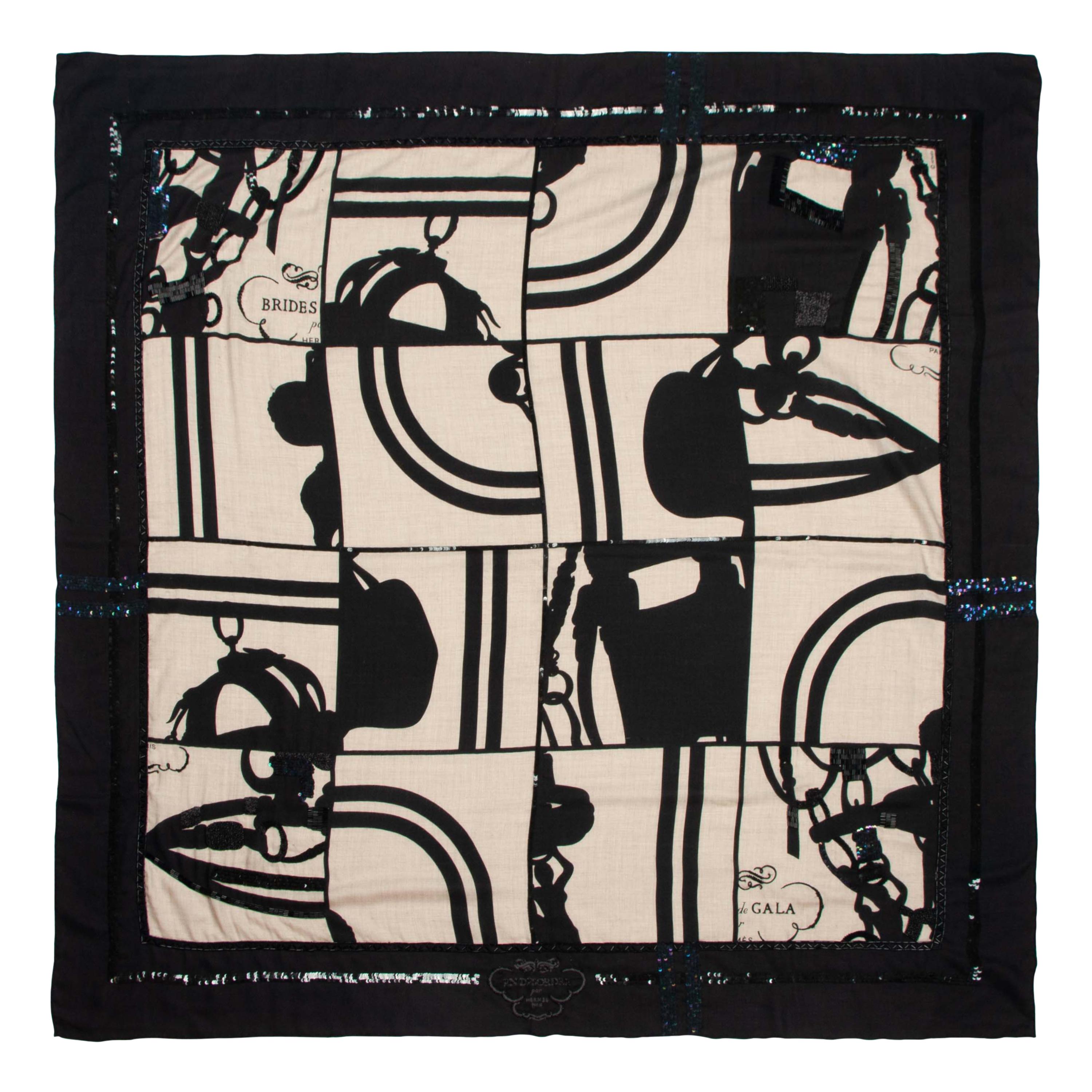 Hermès 140cm Embellished Cashmere Scarf, 2006