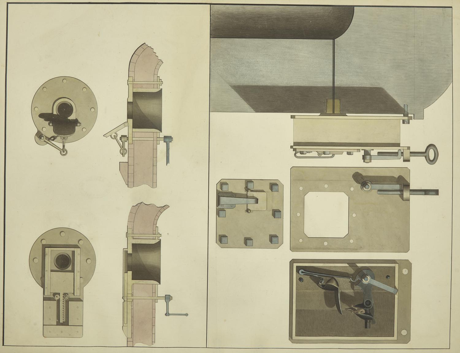 [Americana] Fulton, Robert. Original Drawing of a Detonator and Muzzle for an Underwater Cannon