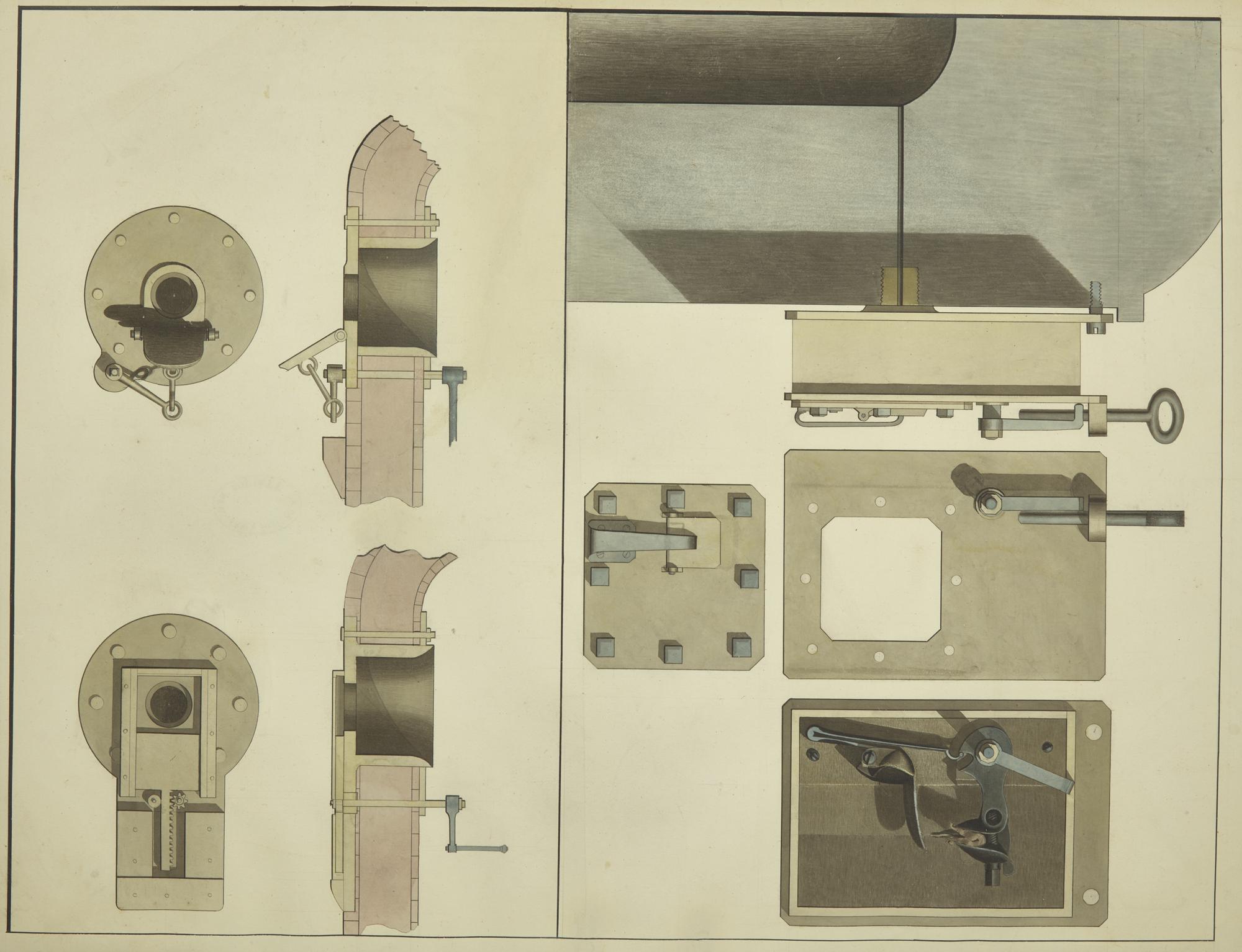 [Americana] Fulton, Robert. Original Drawing of a Detonator and Muzzle for an Underwater Cannon