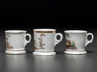 Three Trolley Car Operator's Porcelain Occupational Shaving Mugs
