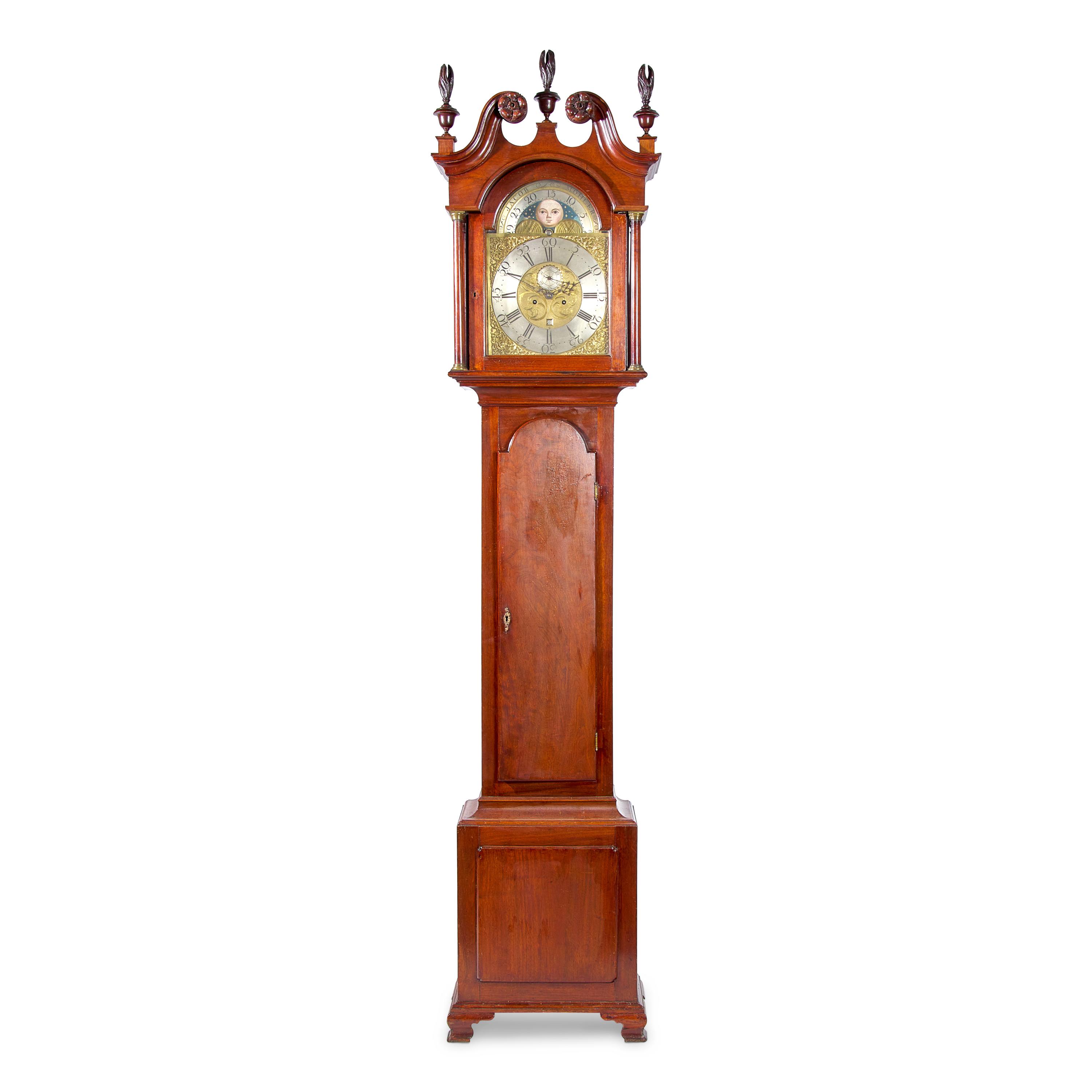 A Southern Chippendale Carved Walnut Tall Case Clock