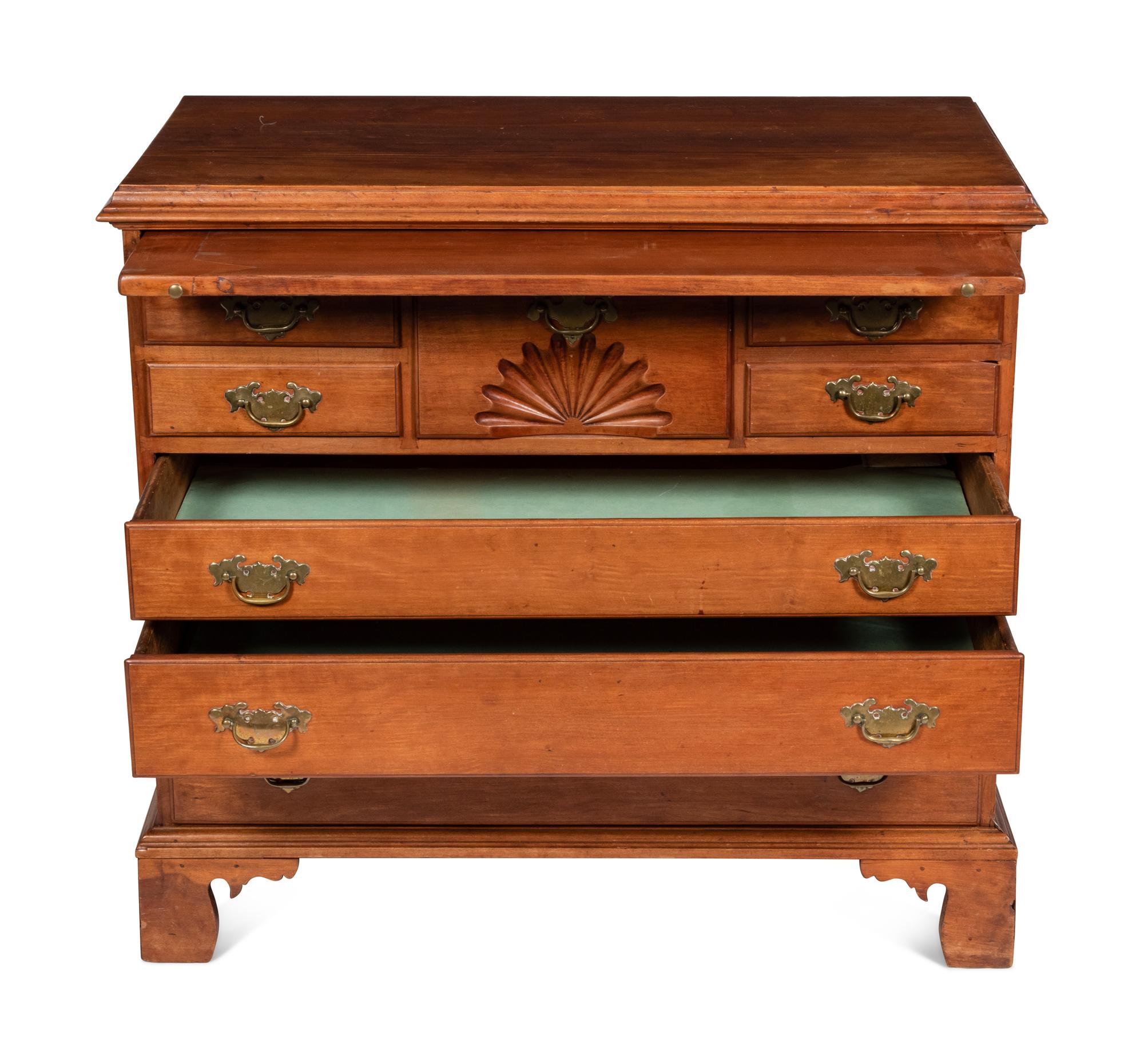 A Chippendale Fan-Carved Walnut Bachelor's Chest