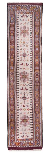 A Soumak Wool Runner 12 feet 11 inches x 3 feet 1 inch. — FIRST HALF 20TH CENTURY