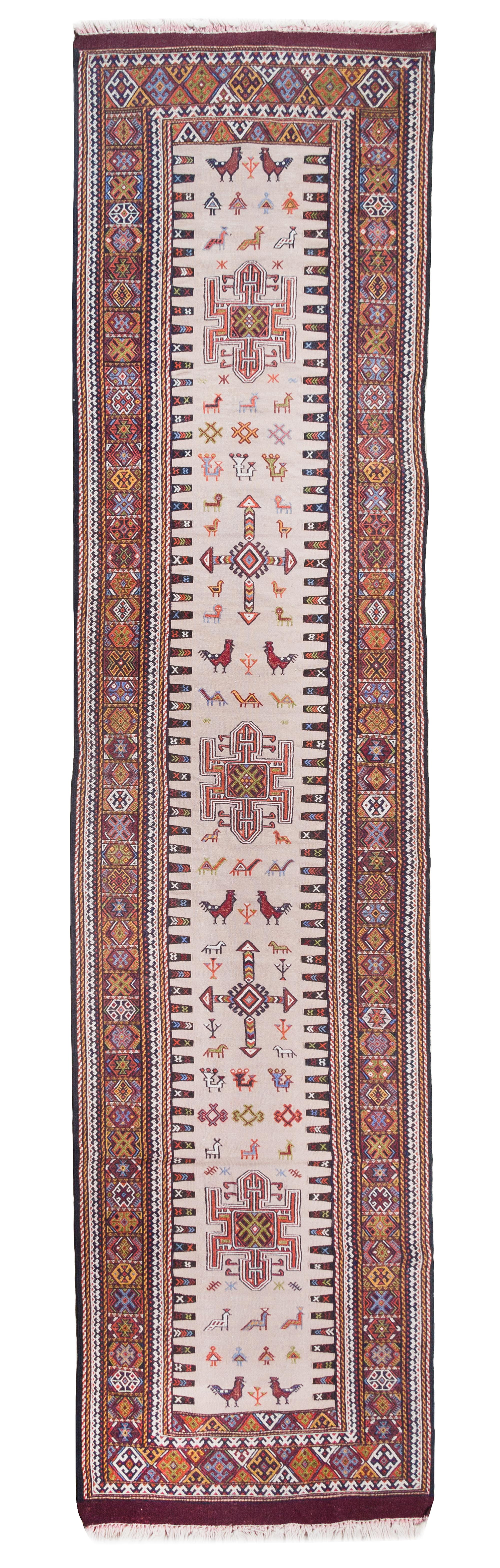 A Soumak Wool Runner 12 feet 11 inches x 3 feet 1 inch. — FIRST HALF 20TH CENTURY