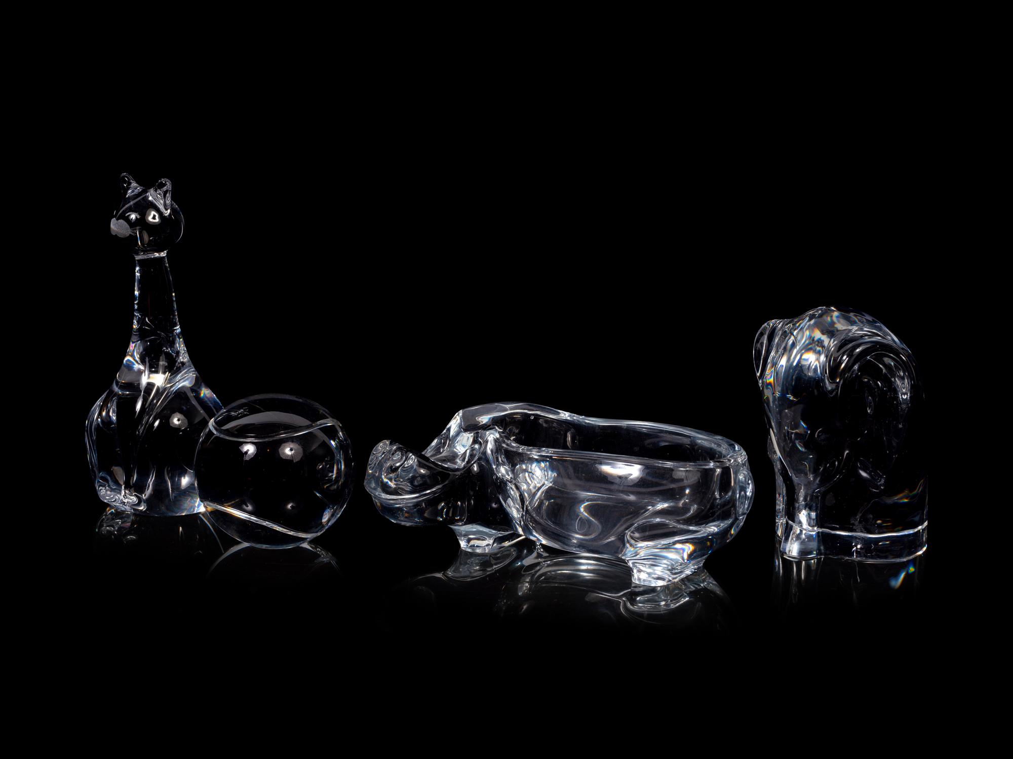 Three Glass Paperweights and a Dish