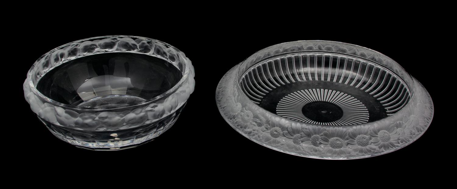 Two Lalique Molded and Frosted Glass Bowls Diameter of larger 14 3/4 inches. — 20TH CENTURY