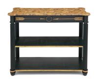 An Empire Style Painted and Gilt Bronze Mounted Faux Marble Top Console Table