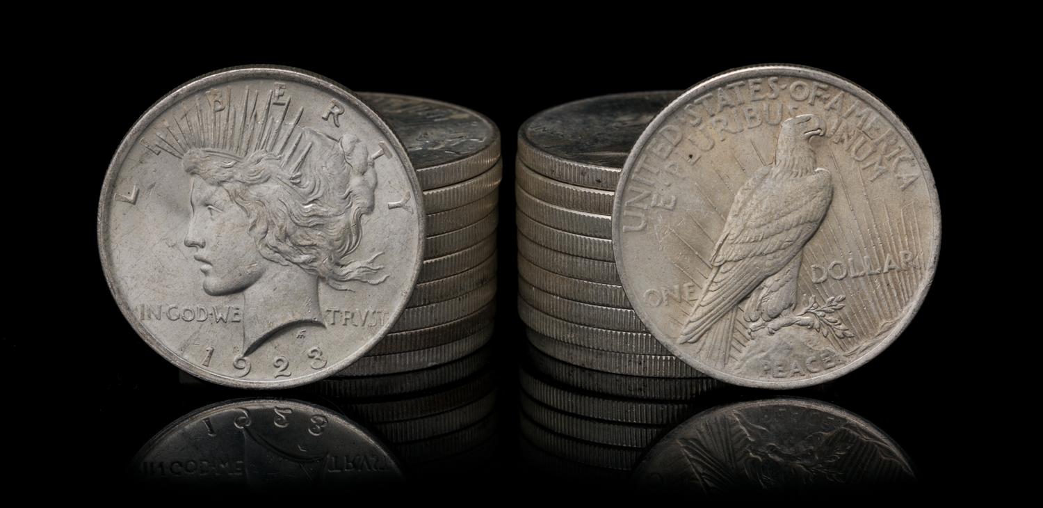 A Group of Twenty United States 1923 Peace Silver Dollar Coins
