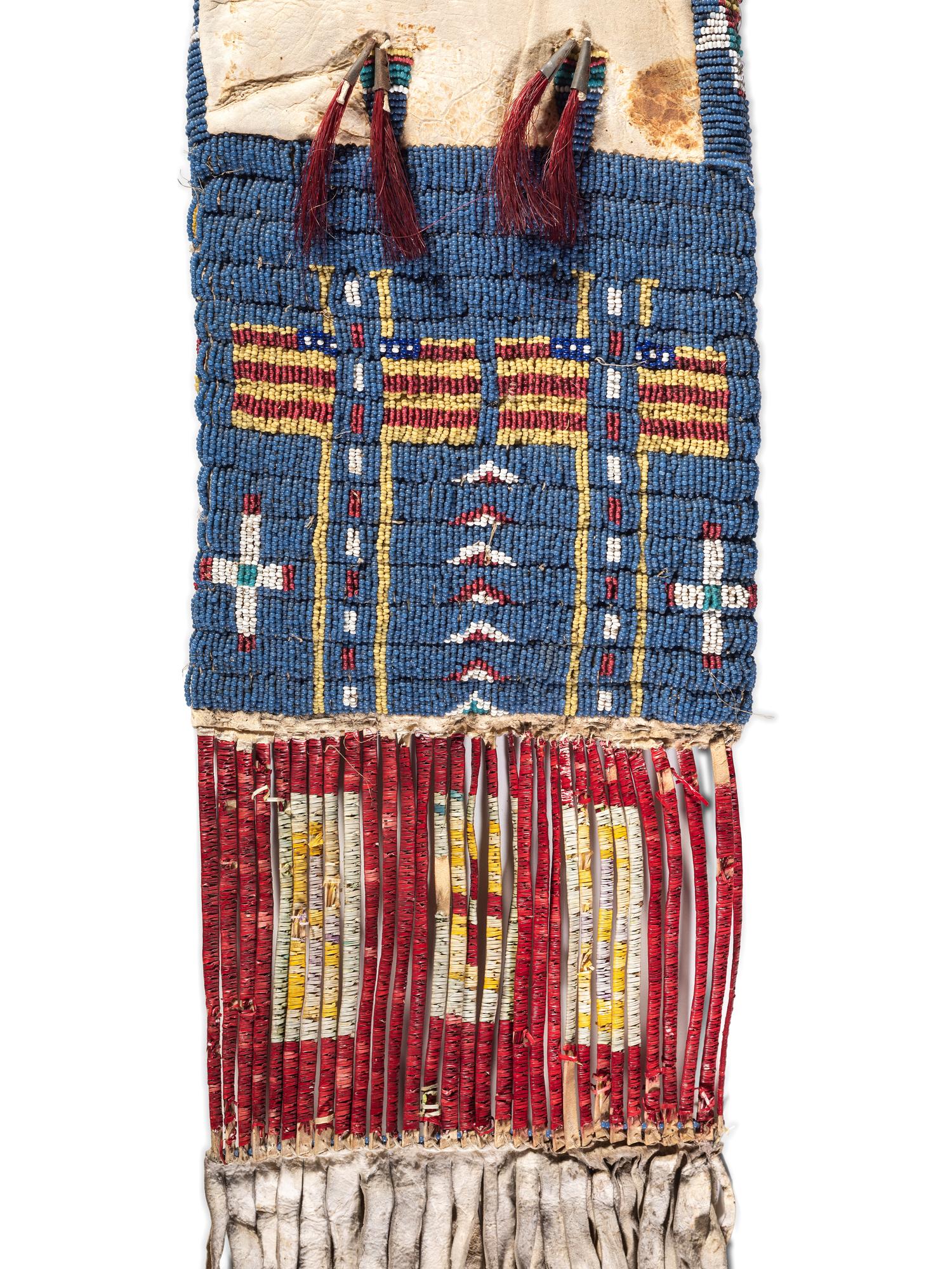 Sioux Beaded Hide Tobacco Bag, with American Flags