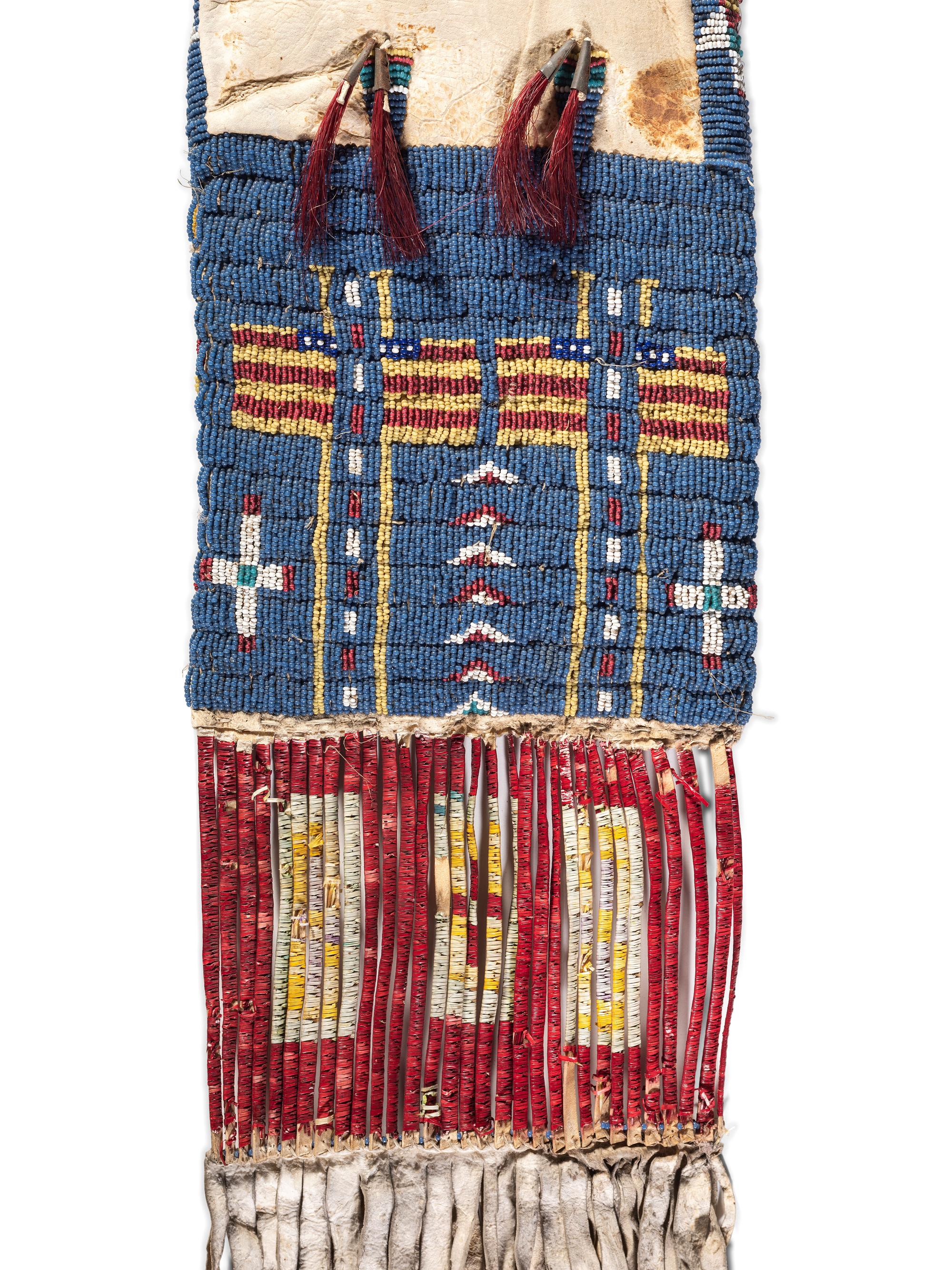Sioux Beaded Hide Tobacco Bag, with American Flags