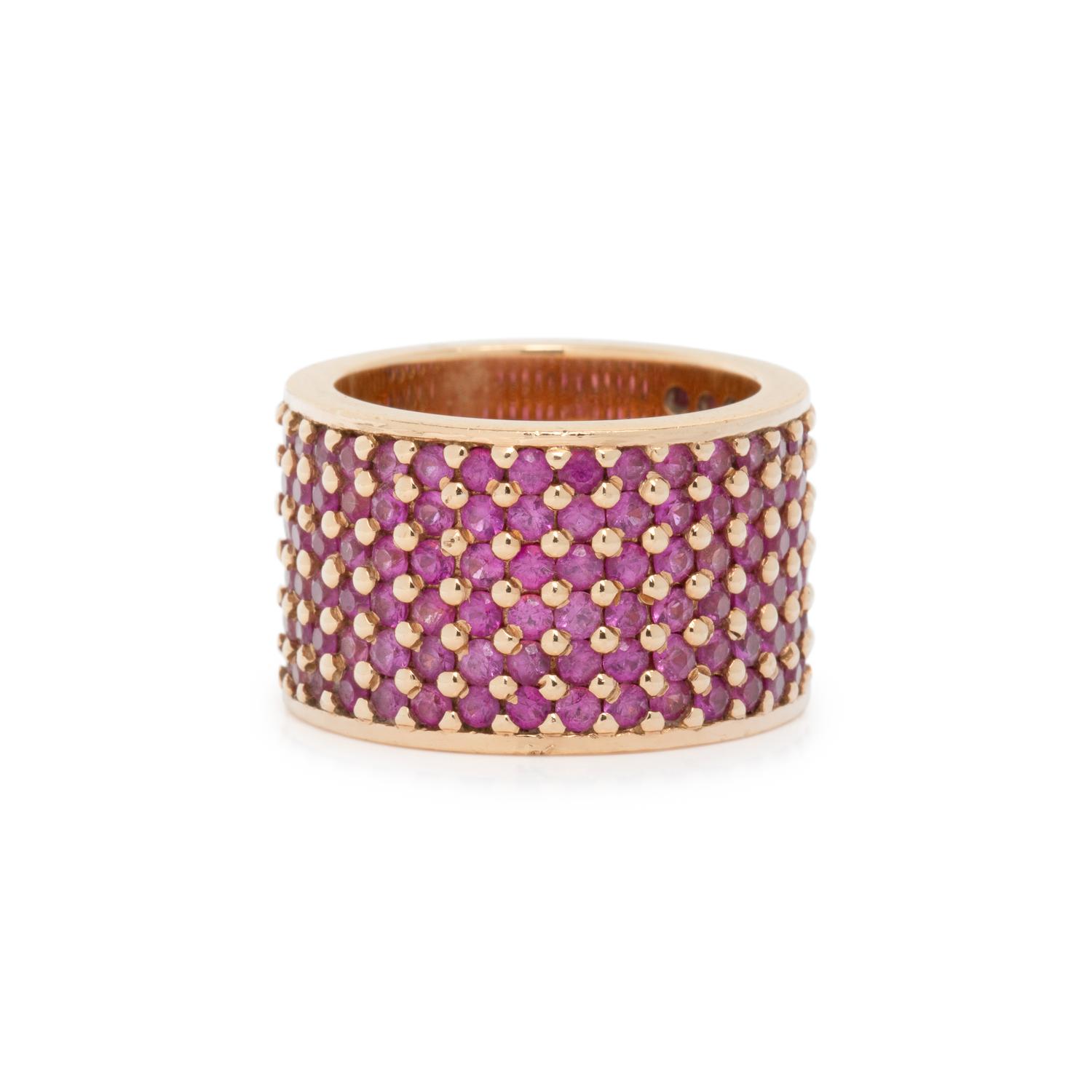 GARRARD, YELLOW GOLD AND PINK SAPPHIRE RING