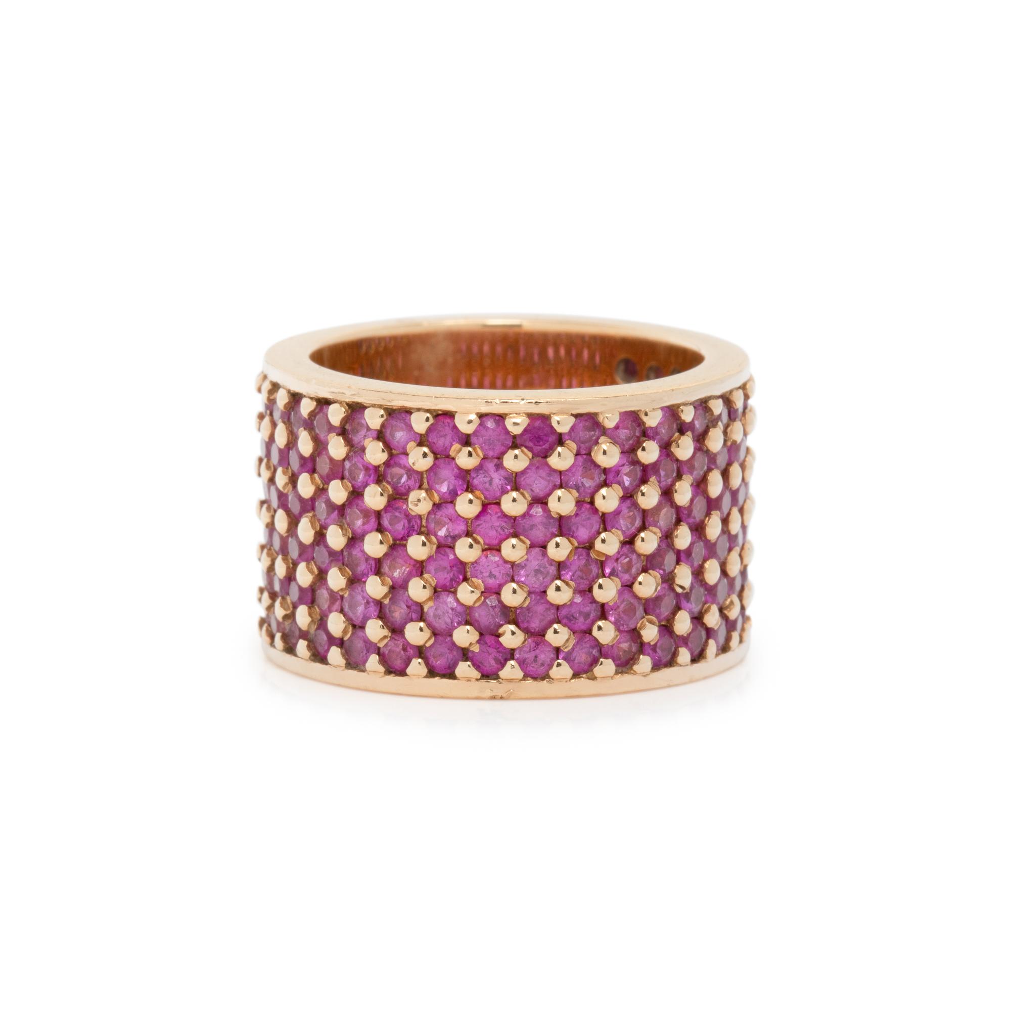 GARRARD, YELLOW GOLD AND PINK SAPPHIRE RING