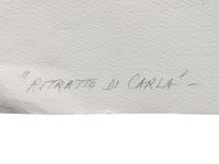 A pair of polaroids ( Ritratto di Carla , 1985; Omaggio Impuro a Bayard , 1983)