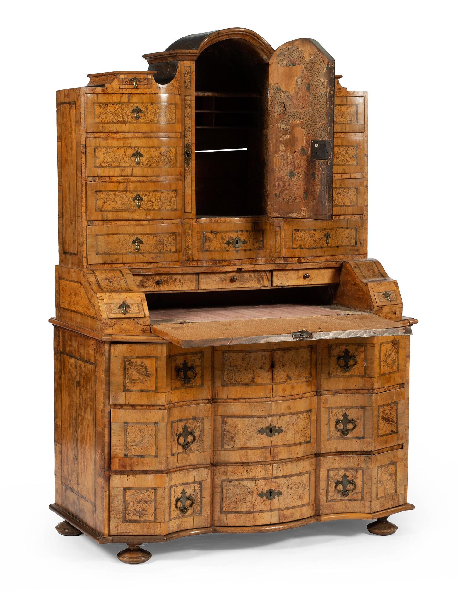 A German or Austrian Baroque Burlwood Tabernacle Bureau