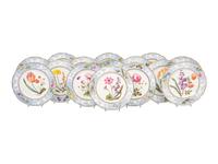 A Spode Pale Blue-Ground Botanical Porcelain Dessert Service