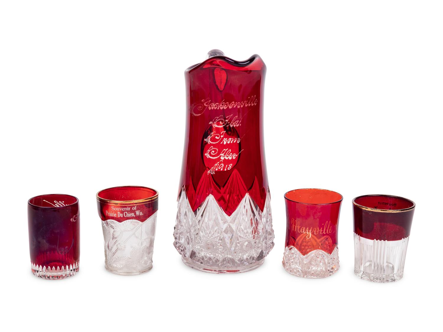 An Assembled American Pressed Glass Drink Service