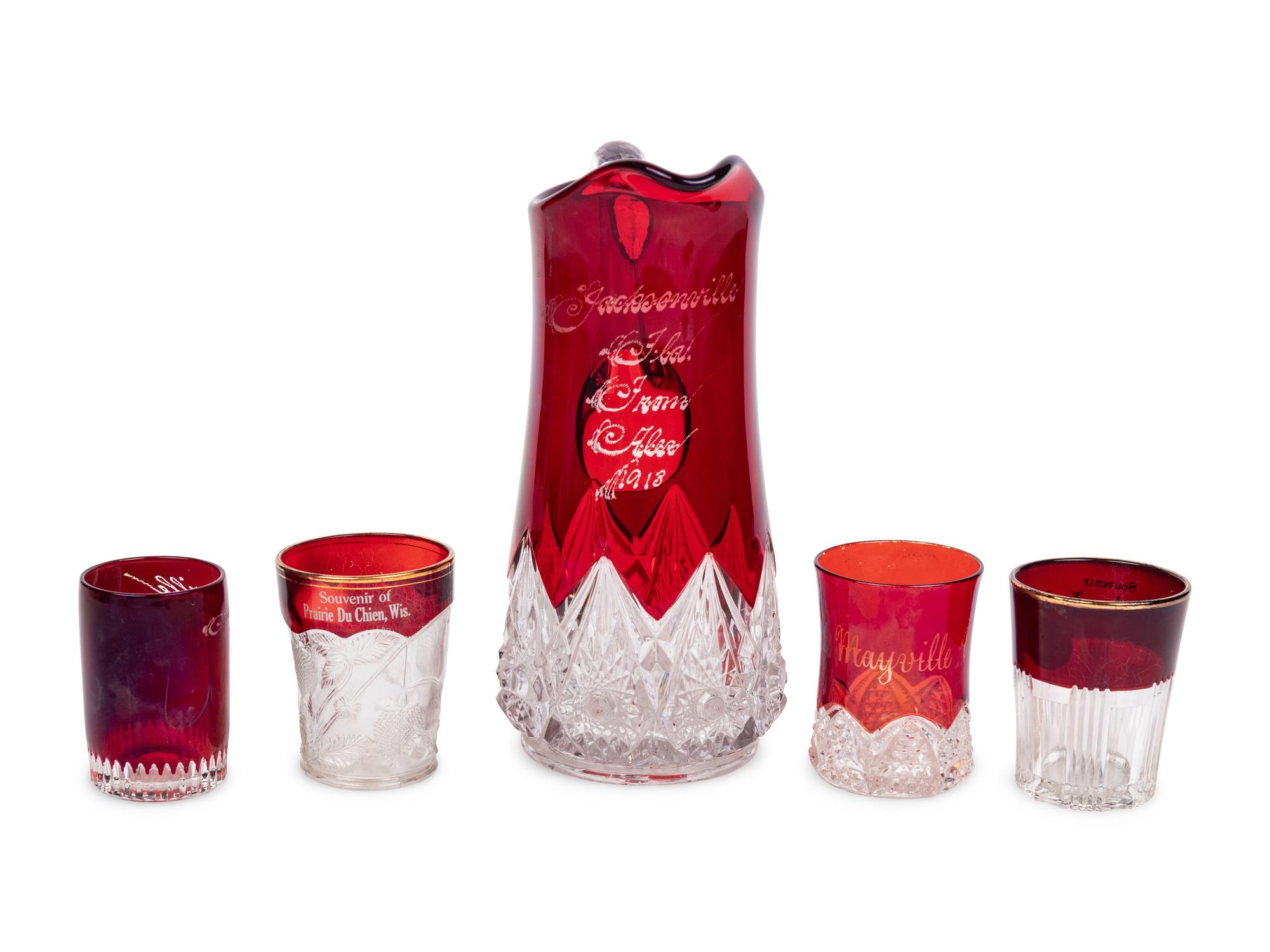 An Assembled American Pressed Glass Drink Service