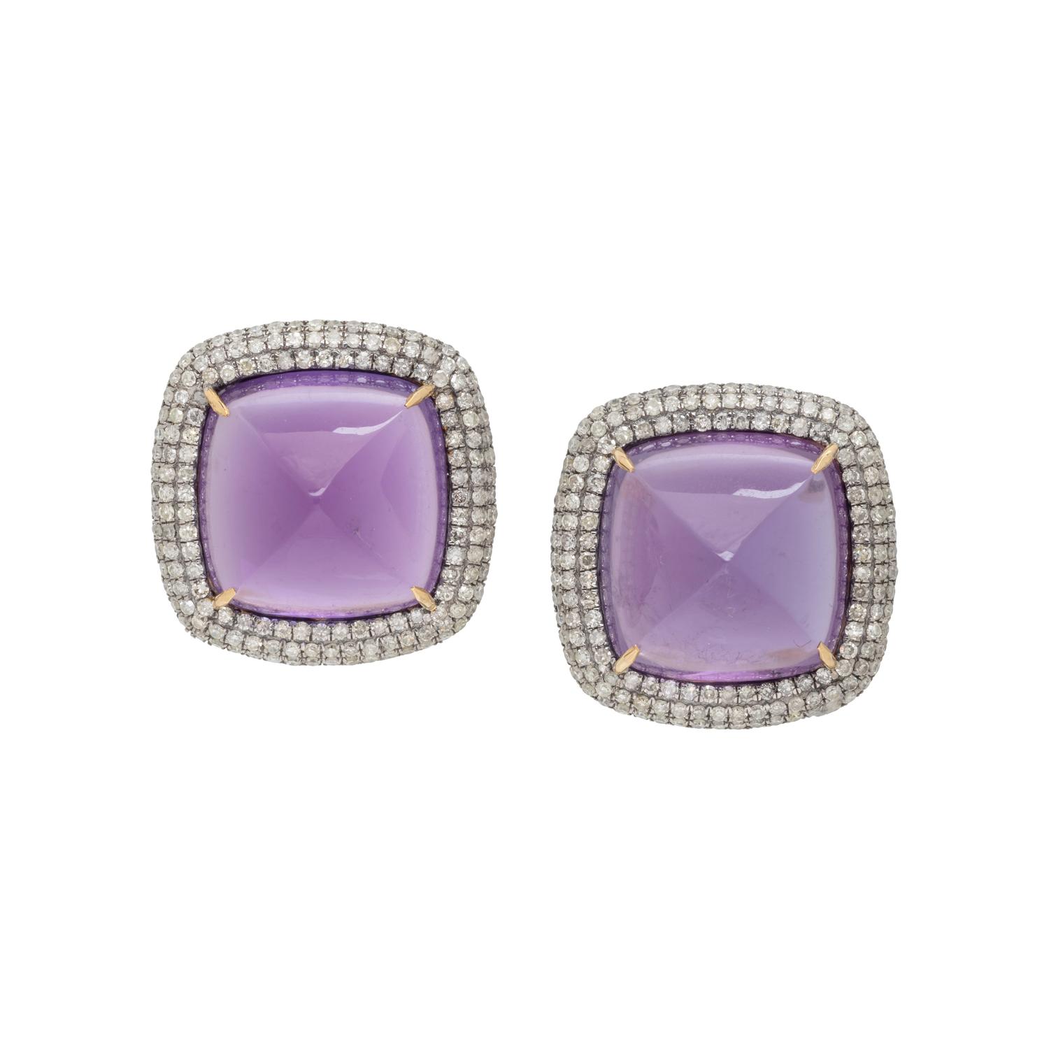 AMETHYST AND DIAMOND EARRINGS