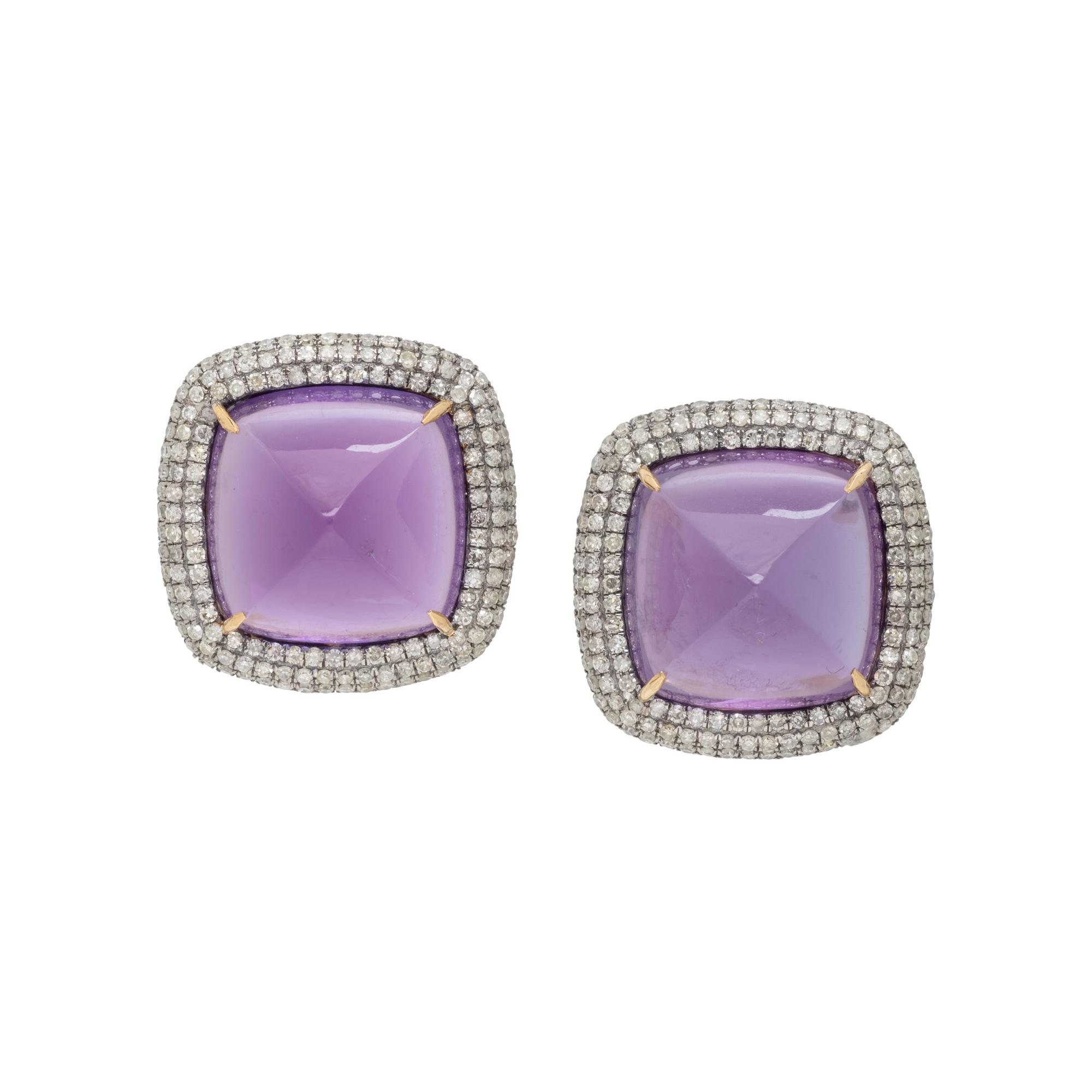AMETHYST AND DIAMOND EARRINGS