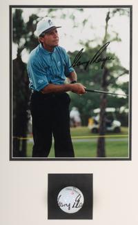 A Jack Nicklaus, Arnold Palmer and Gary Player "Big Three" Signed Autograph Golf Ball and Photograph Shadowbox Display,