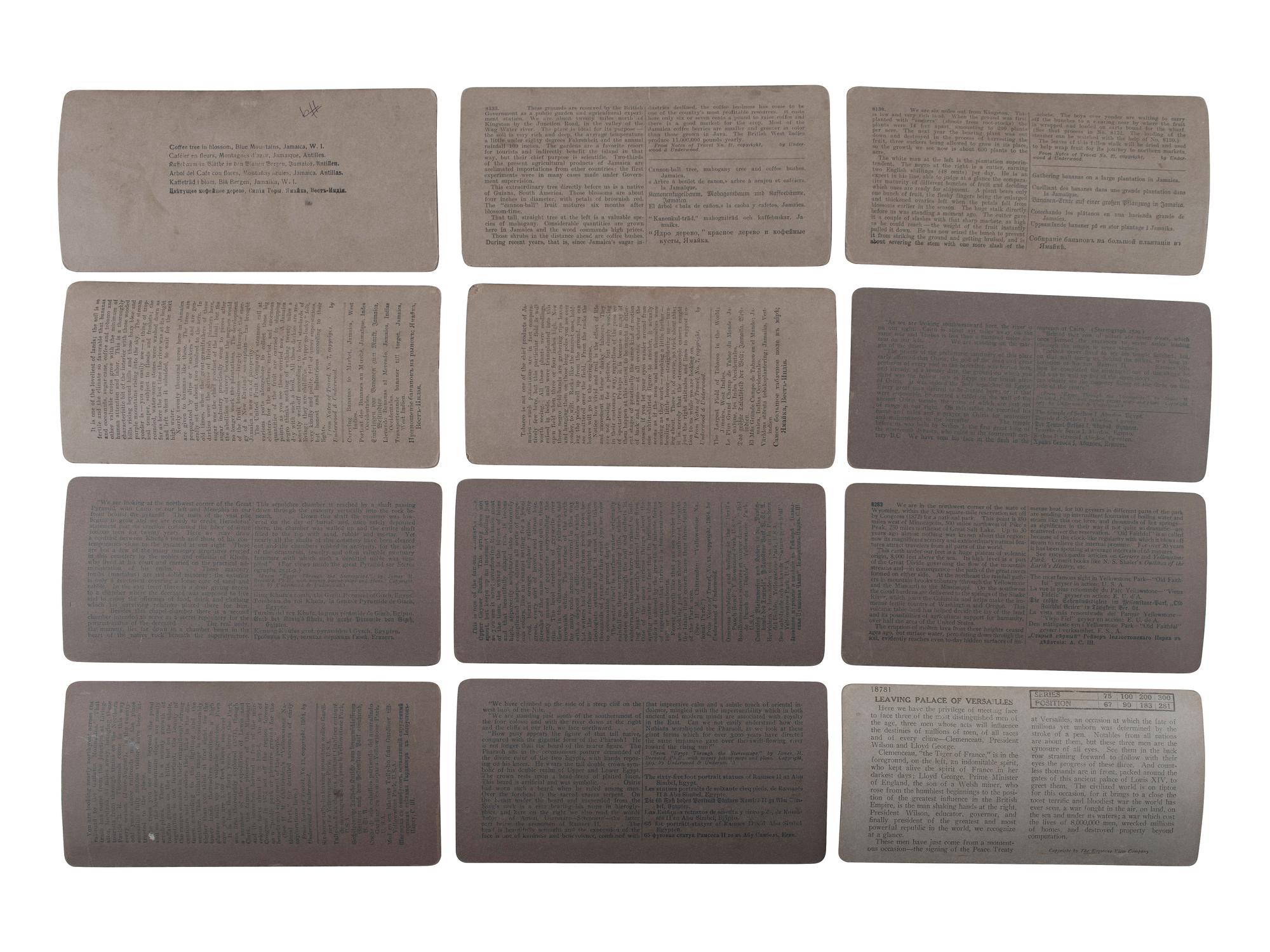 [EARLY PHOTOGRAPHY]. Collection of stereoviews by Keystone and Underwood, several in wooden box.