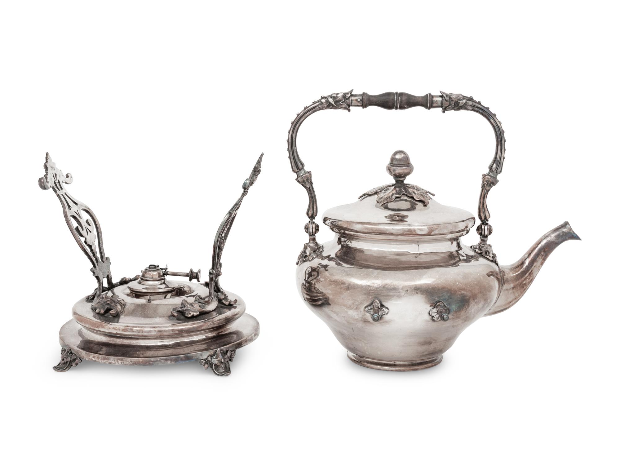 A Christofle Silver-Plate Kettle on Stand
