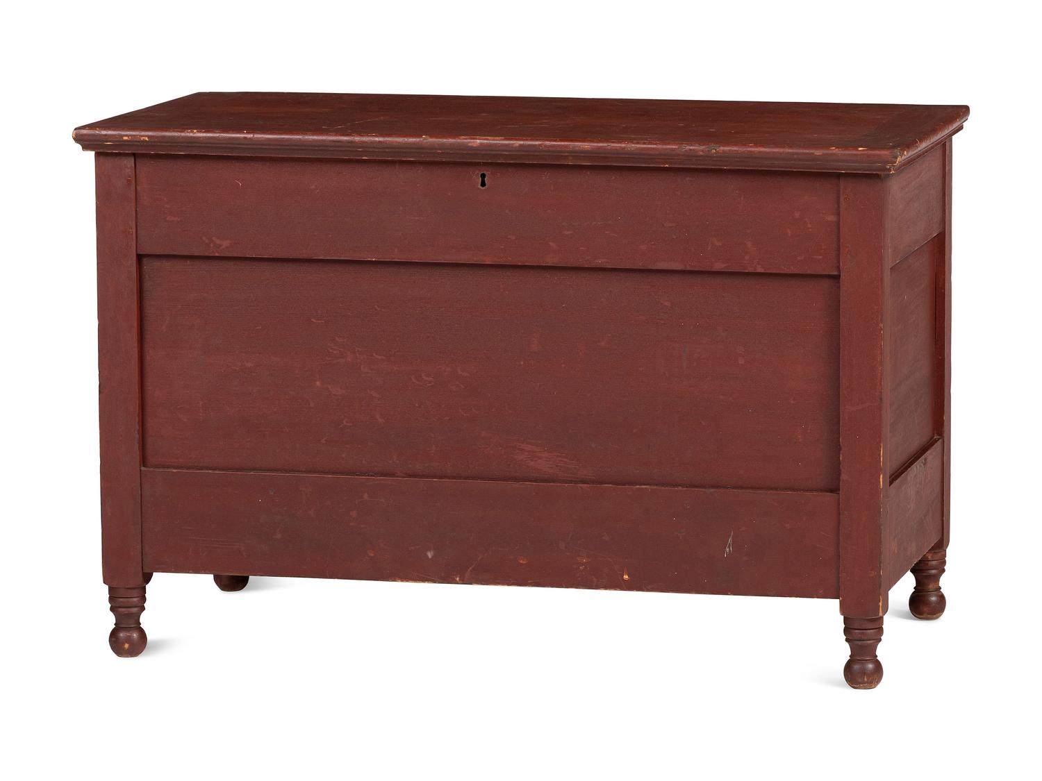 A Late Federal Red Painted Poplar Blanket Box