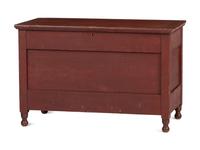 A Late Federal Red Painted Poplar Blanket Box