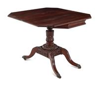 A Classical Carved and Figured Mahogany Octagonal Top Card Table