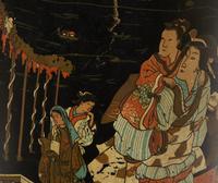 A Japanese Black and Polychrome Lacquer Umbrella Jar