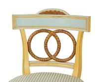 Eight Neoclassical Style Painted and Parcel Gilt Dining Chairs