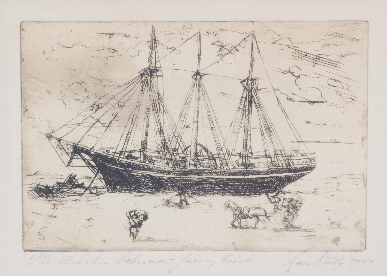 Leon Kelly, (American, 1901-1982), The Beaches Schooner, 1949