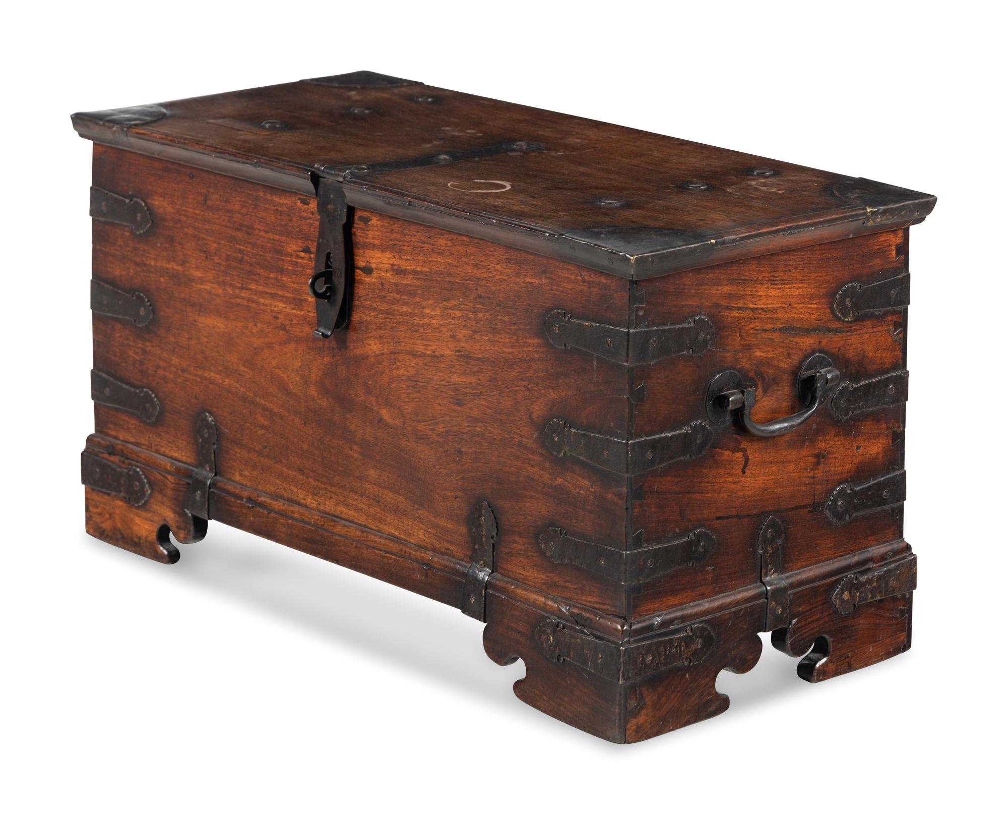 A Continental Iron Mounted Walnut Chest