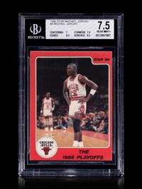 A 1986 Star Michael Jordan Set Break Basketball Card No. 8 The 1986 Playoffs BGS 7.5 Near Mint +