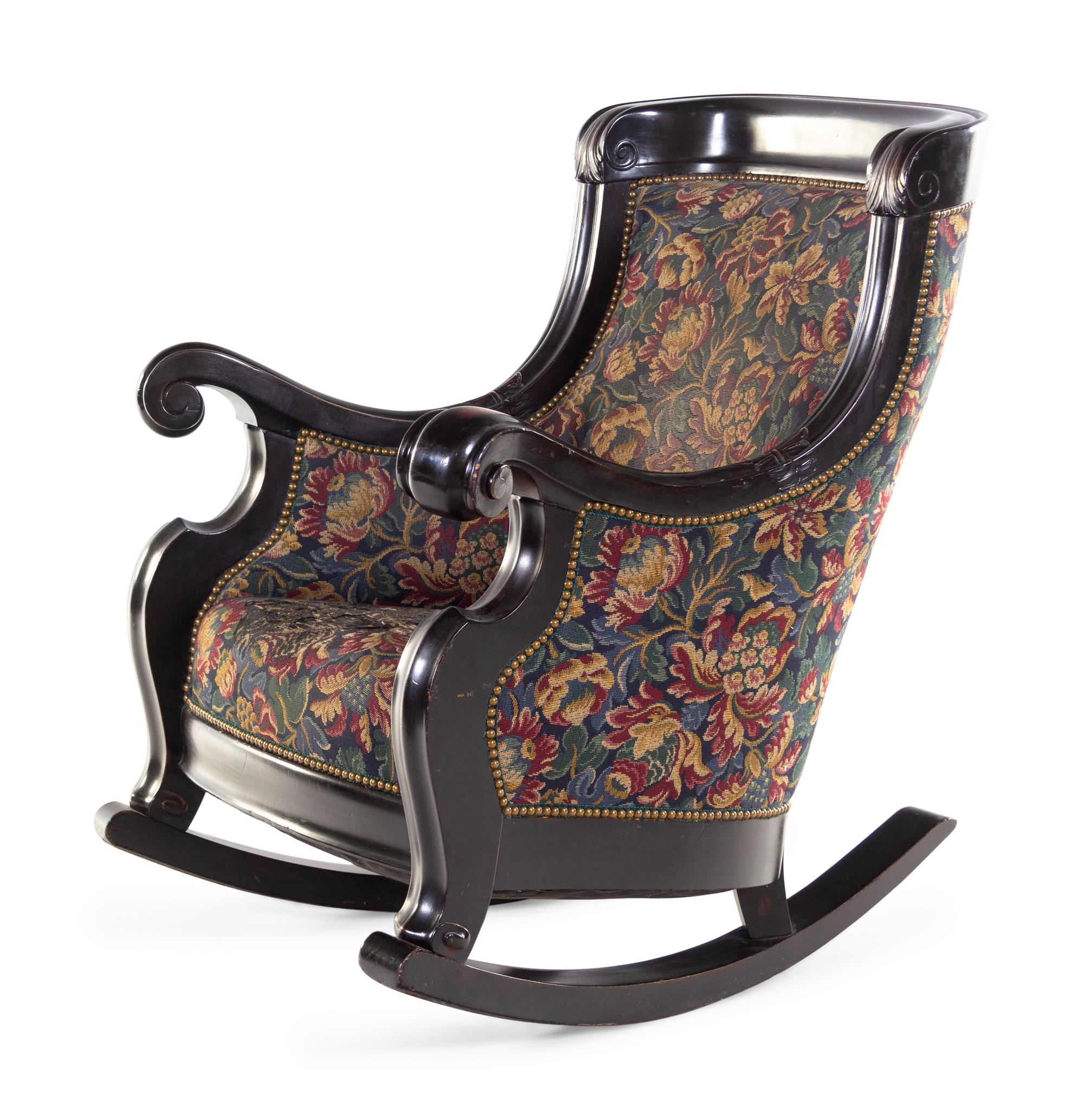A Karpen Carved Mahogany Rocker