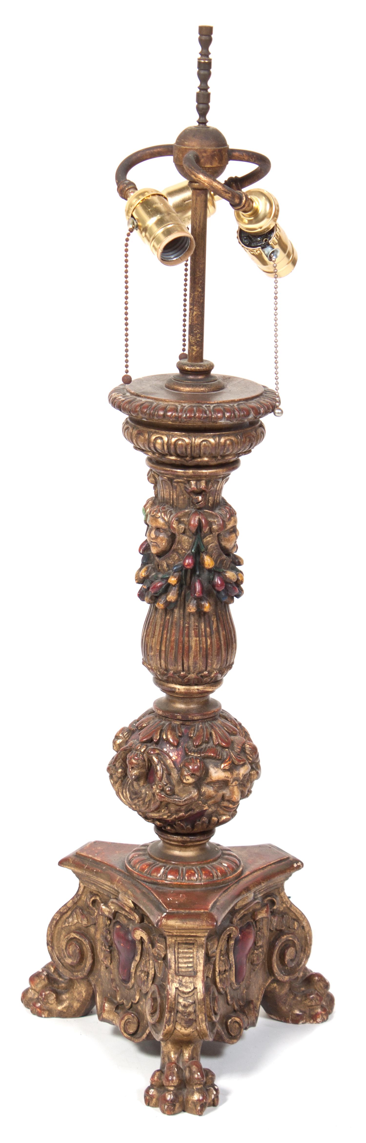 An Italian Tripartite Picket Lamp Height 33 inches.