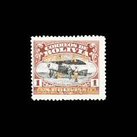 [SURCHARGE ERROR] BOLIVIA. Airmail. 1930. 1b. Red-Brown & Black with Gold Surcharge, (#C23a), Inverted Surcharge