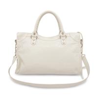 BALENCIAGA, WHITE MEDIUM CITY BAG WITH CHARMS