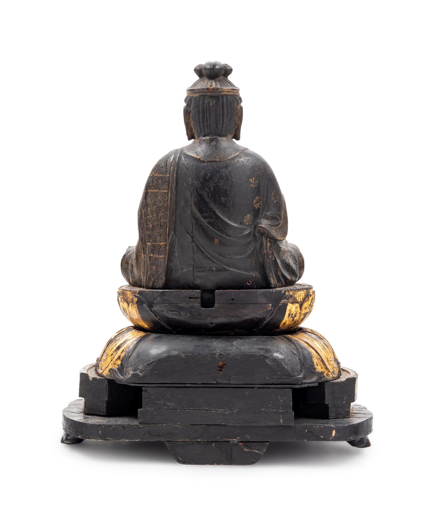 A Japanese Gilt Wood Figure of Seated Kannon