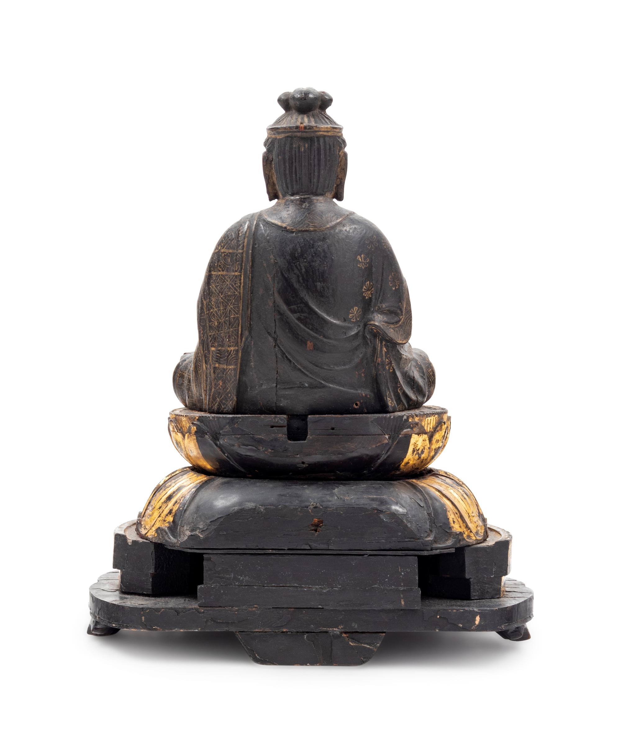 A Japanese Gilt Wood Figure of Seated Kannon