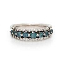 Treated Blue Diamond, Diamond, and White Gold Ring