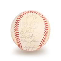 A 1986 Boston Red Sox American League Champions Team Signed Autograph Baseball with 32 Signatures (Beckett Authentication Services Letter BAS Certified),