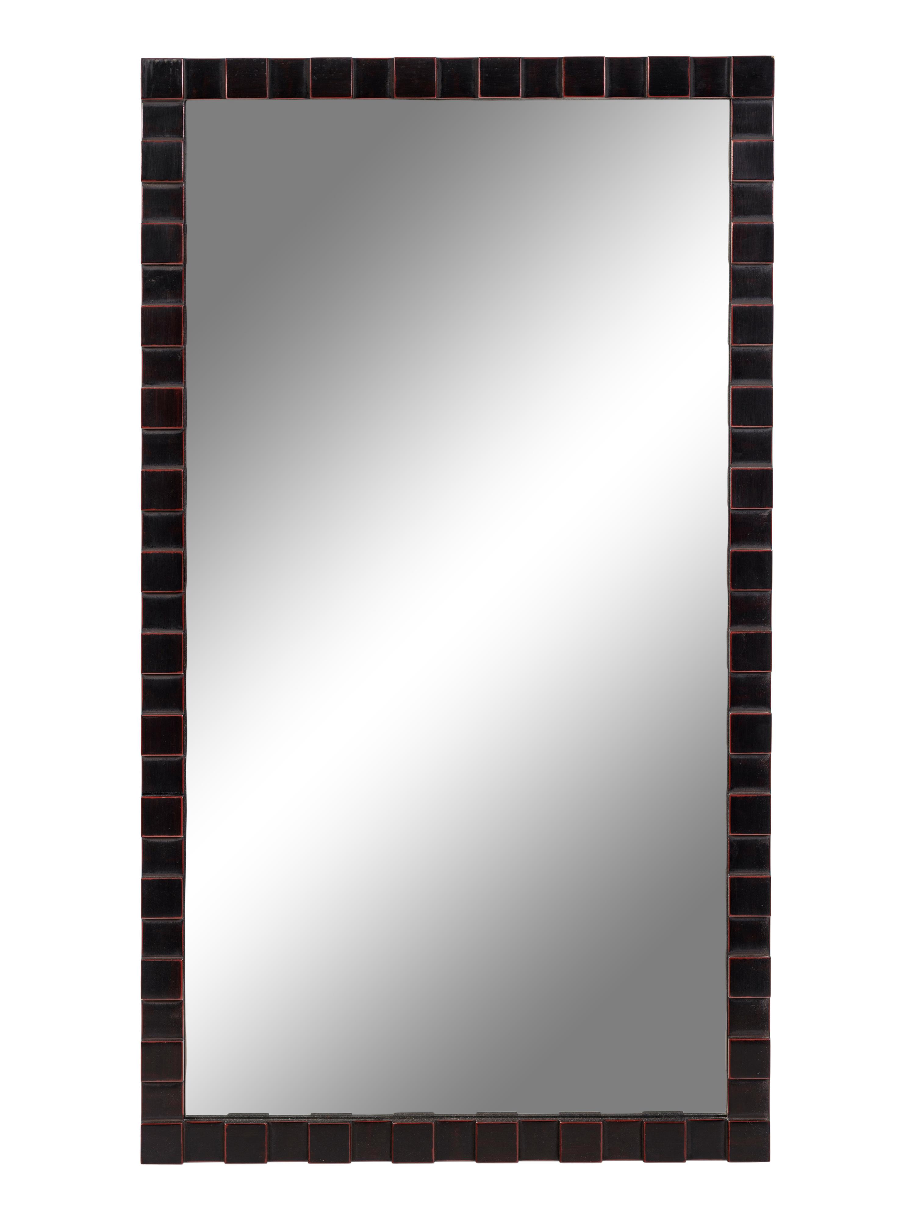 A Contemporary Carved Mahogany Mirror